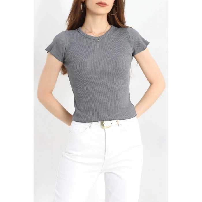 Overlok Detaylı Tişört Dumangri - 90340.1567.