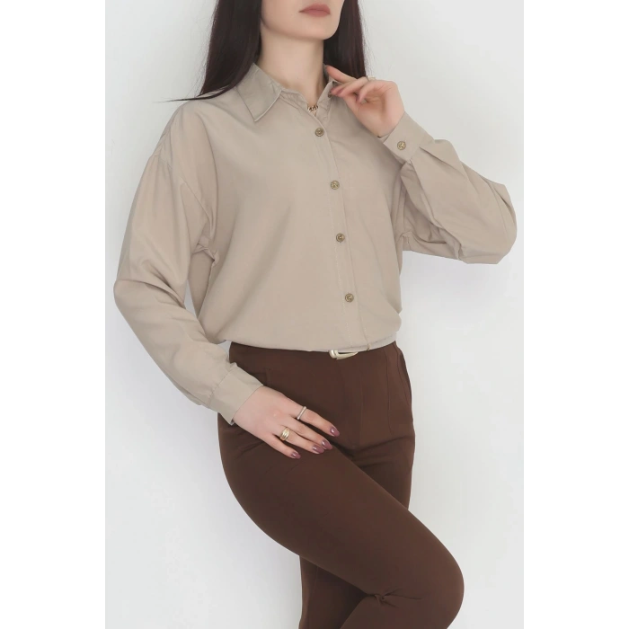 Oversize Gömlek Bej2 - 0012.053.