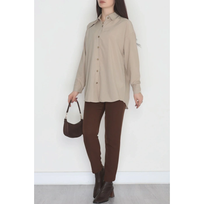 Oversize Gömlek Bej2 - 0012.053.