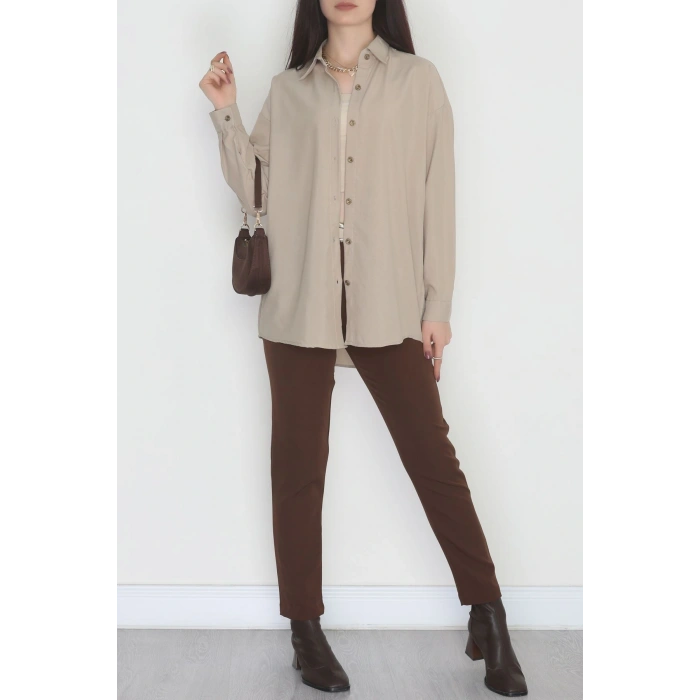 Oversize Gömlek Bej2 - 0012.053.
