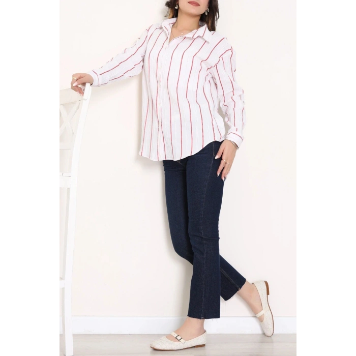 Oversize Gömlek Beyazkırmızı - 80847.147.