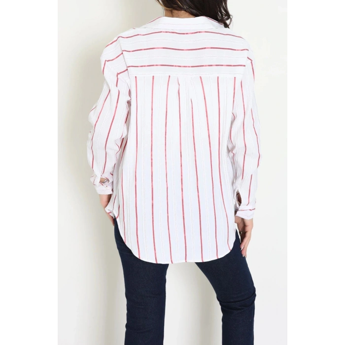 Oversize Gömlek Beyazkırmızı - 80847.147.
