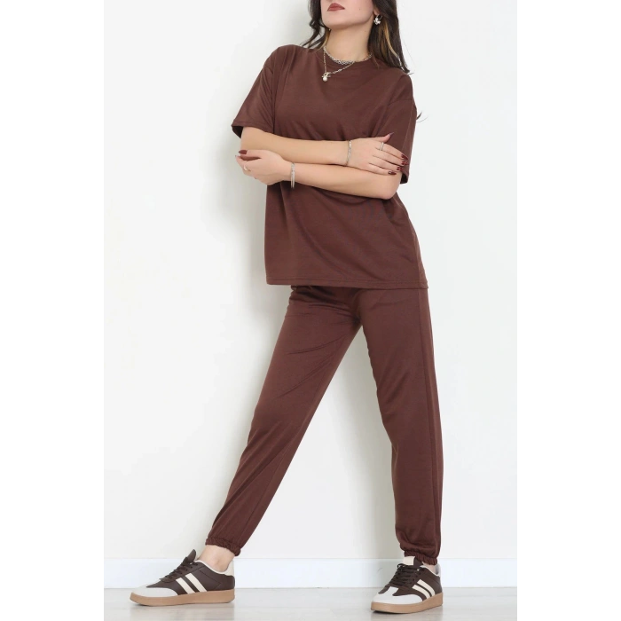 Oversize İki İplik Wortex Takım Kahve - 80318.1878.