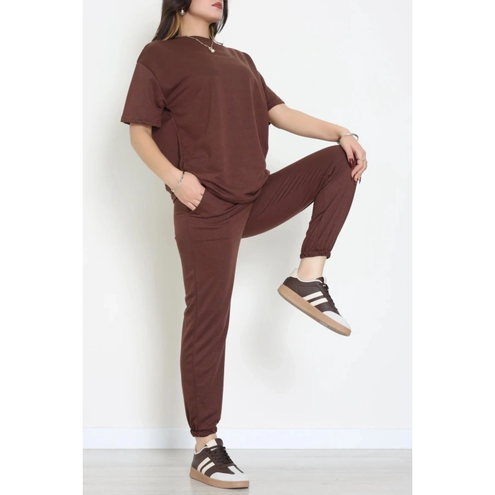 Oversize İki İplik Wortex Takım Kahve - 80318.1878.