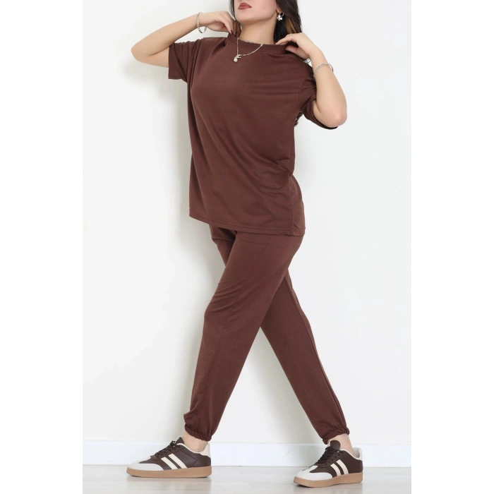 Oversize İki İplik Wortex Takım Kahve - 80318.1878.