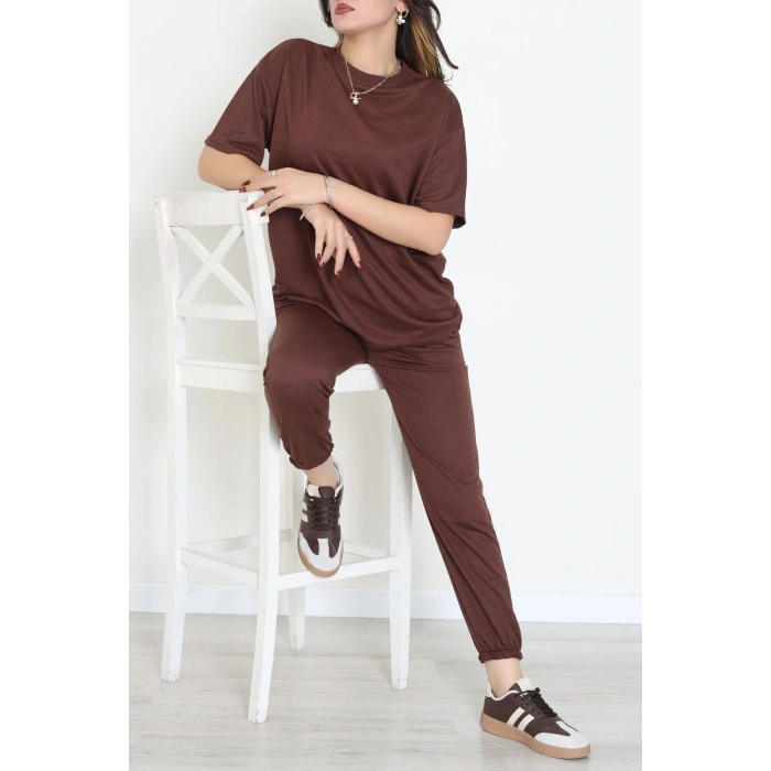 Oversize İki İplik Wortex Takım Kahve - 80318.1878.