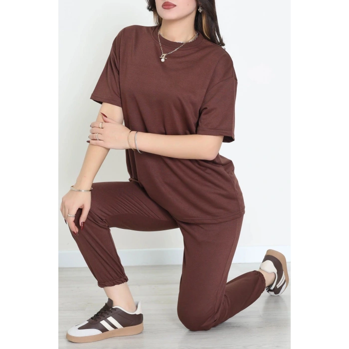 Oversize İki İplik Wortex Takım Kahve - 80318.1878.