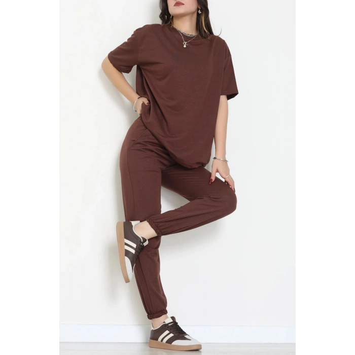 Oversize İki İplik Wortex Takım Kahve - 80318.1878.