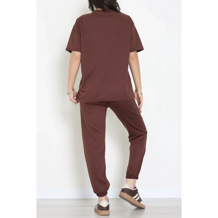 Oversize İki İplik Wortex Takım Kahve - 80318.1878.