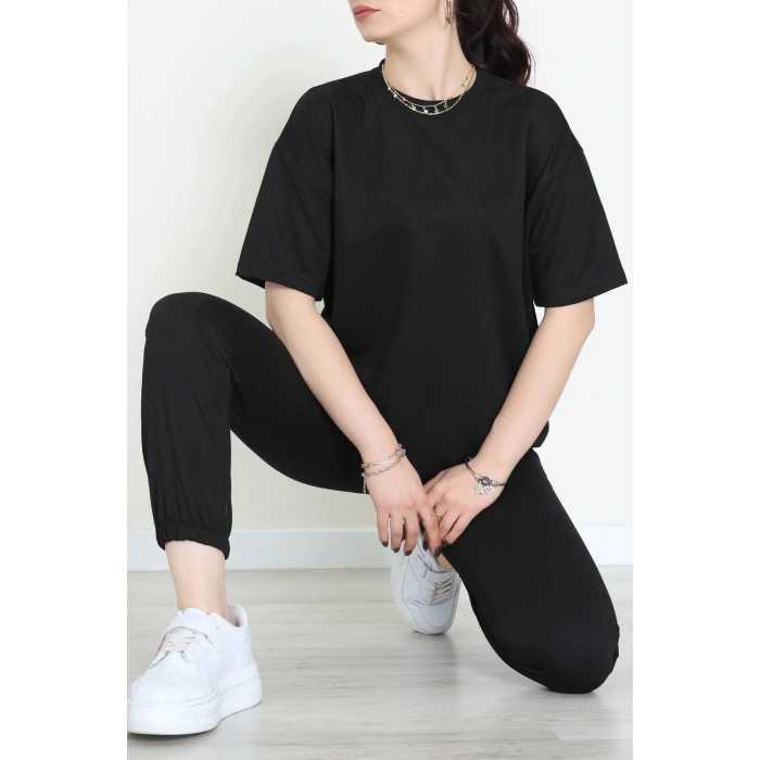 Oversize İki İplik Wortex Takım Siyah - 80318.1878.