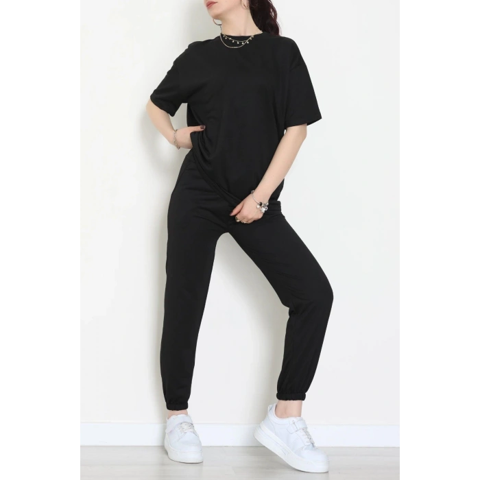 Oversize İki İplik Wortex Takım Siyah - 80318.1878.