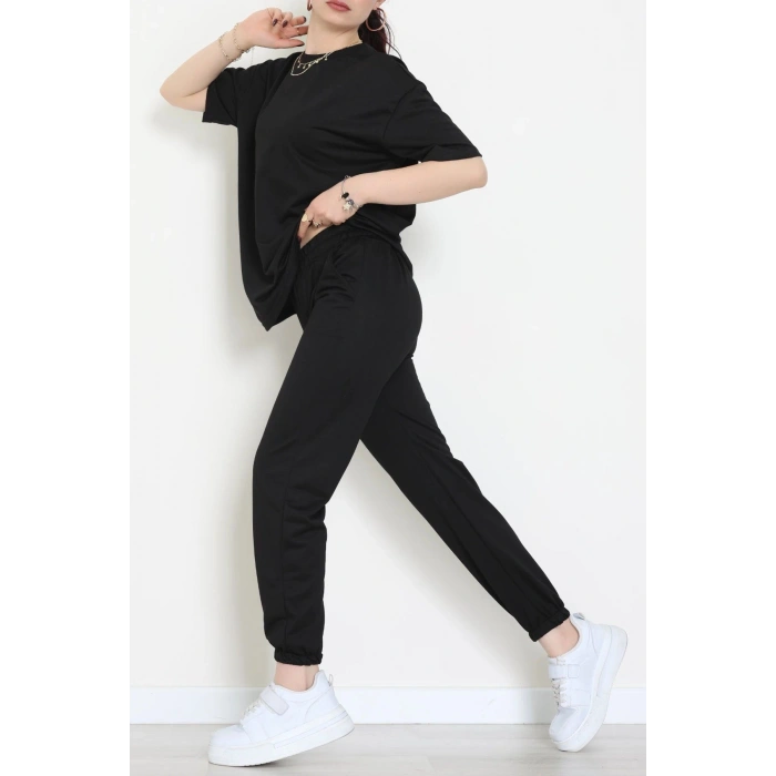 Oversize İki İplik Wortex Takım Siyah - 80318.1878.