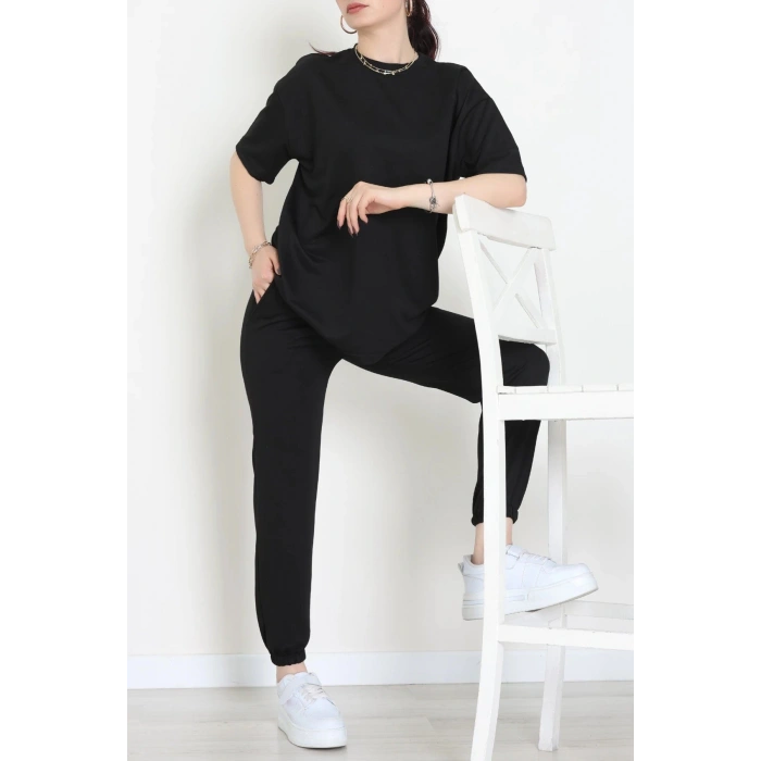 Oversize İki İplik Wortex Takım Siyah - 80318.1878.
