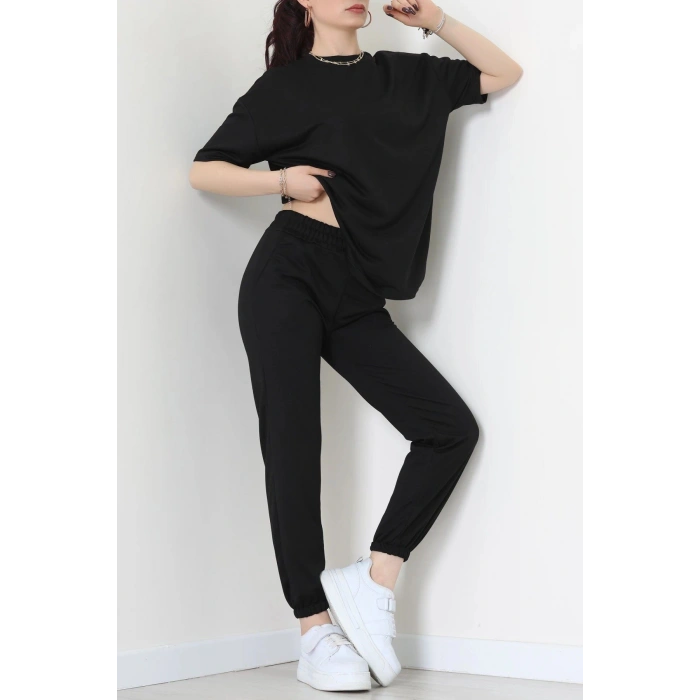 Oversize İki İplik Wortex Takım Siyah - 80318.1878.