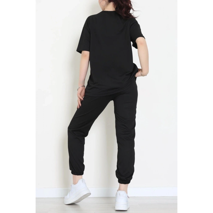 Oversize İki İplik Wortex Takım Siyah - 80318.1878.