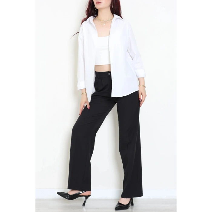 Oversize Poplin Kadın Gömlek Beyaz - 80245.2118.