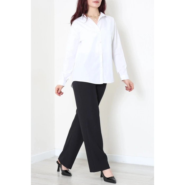 Oversize Poplin Kadın Gömlek Beyaz - 80245.2118.