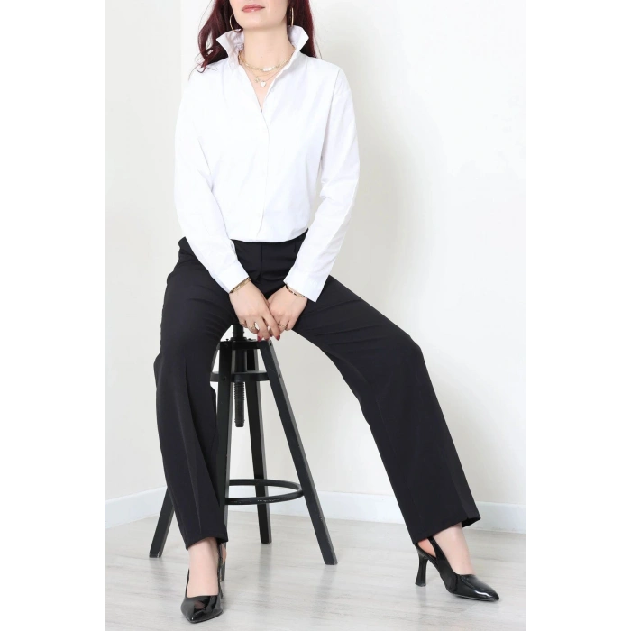 Oversize Poplin Kadın Gömlek Beyaz - 80245.2118.