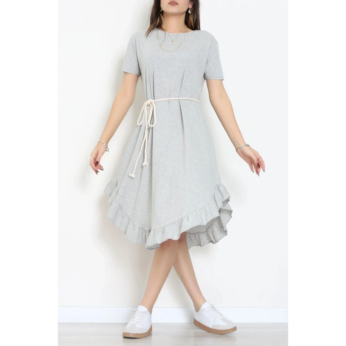 Oversize Süprem Kumaş Elbise Gri - 71016.1748.