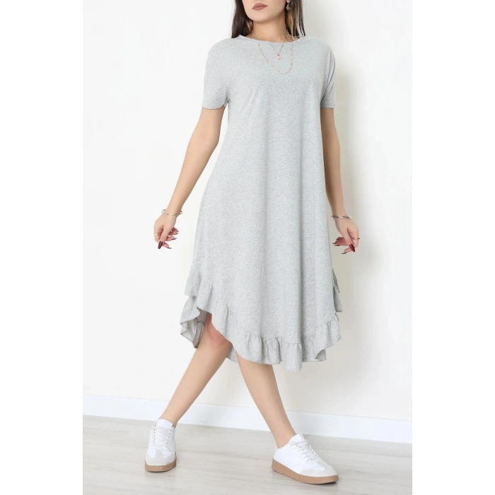 Oversize Süprem Kumaş Elbise Gri - 71016.1748.