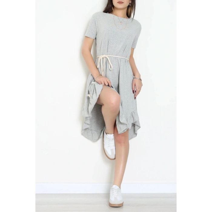 Oversize Süprem Kumaş Elbise Gri - 71016.1748.