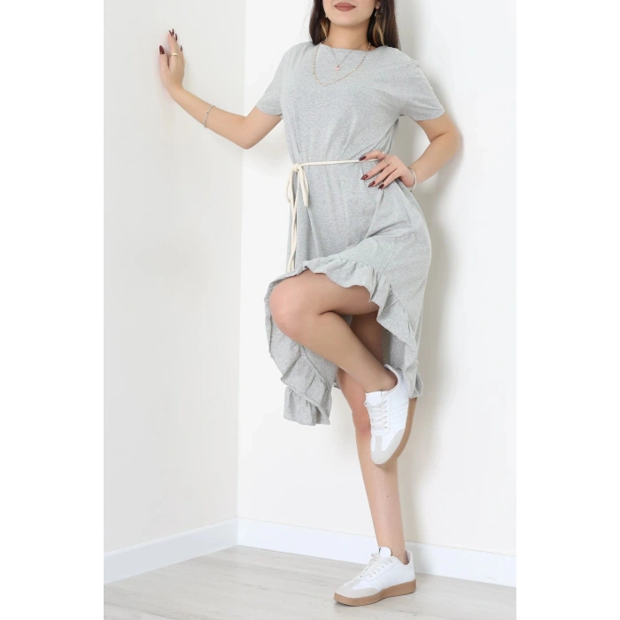 Oversize Süprem Kumaş Elbise Gri - 71016.1748.