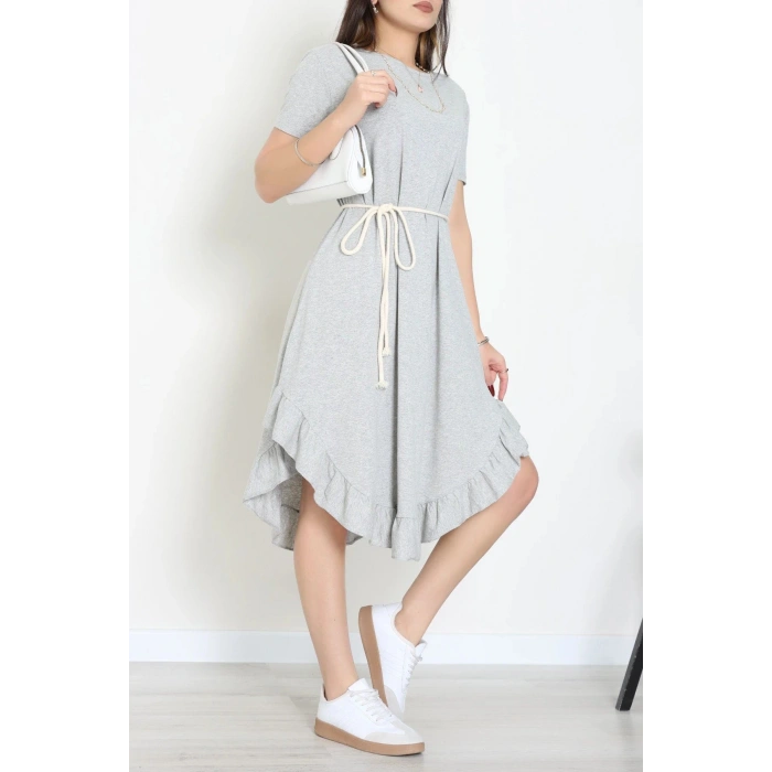 Oversize Süprem Kumaş Elbise Gri - 71016.1748.