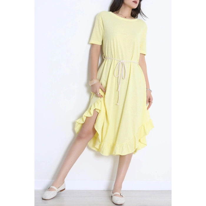 Oversize Süprem Kumaş Elbise Sarı - 71016.1748.