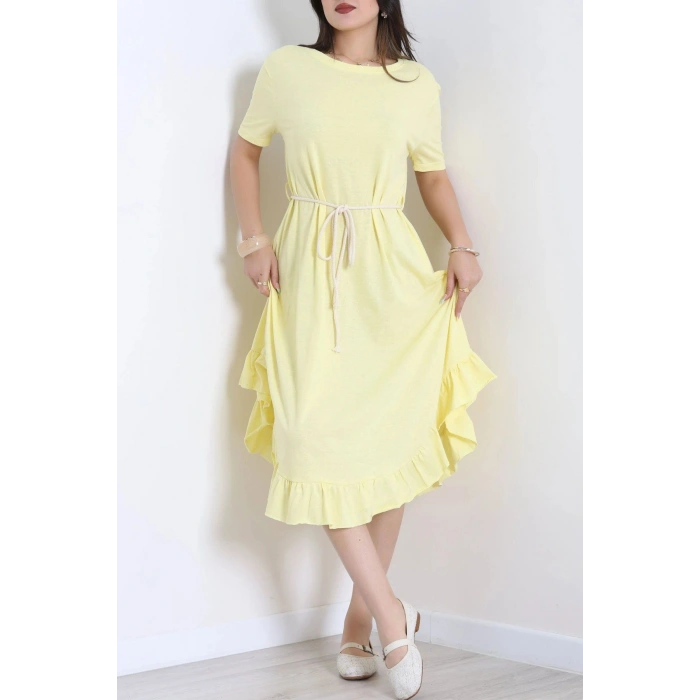 Oversize Süprem Kumaş Elbise Sarı - 71016.1748.