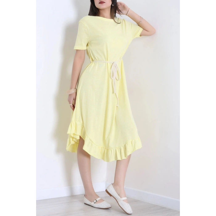 Oversize Süprem Kumaş Elbise Sarı - 71016.1748.