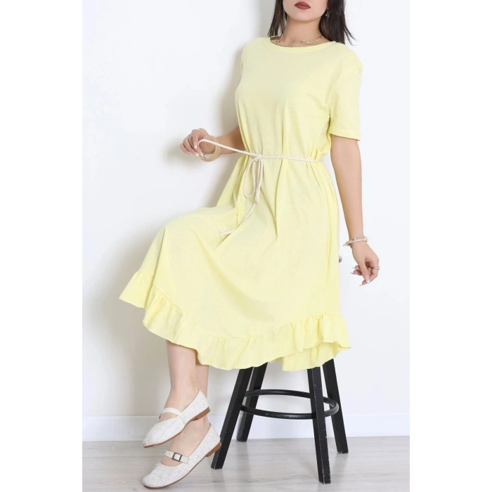 Oversize Süprem Kumaş Elbise Sarı - 71016.1748.