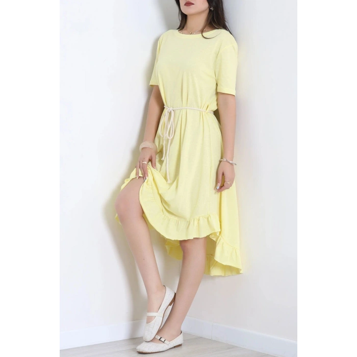 Oversize Süprem Kumaş Elbise Sarı - 71016.1748.