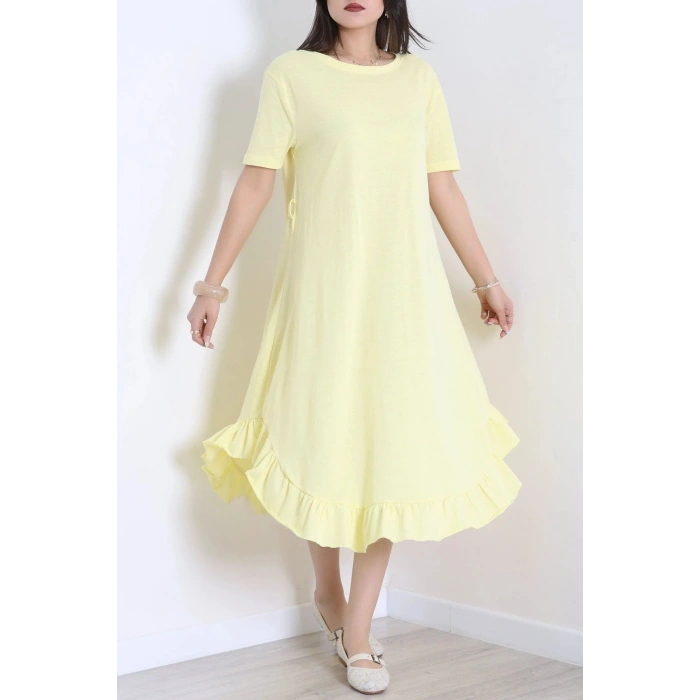 Oversize Süprem Kumaş Elbise Sarı - 71016.1748.