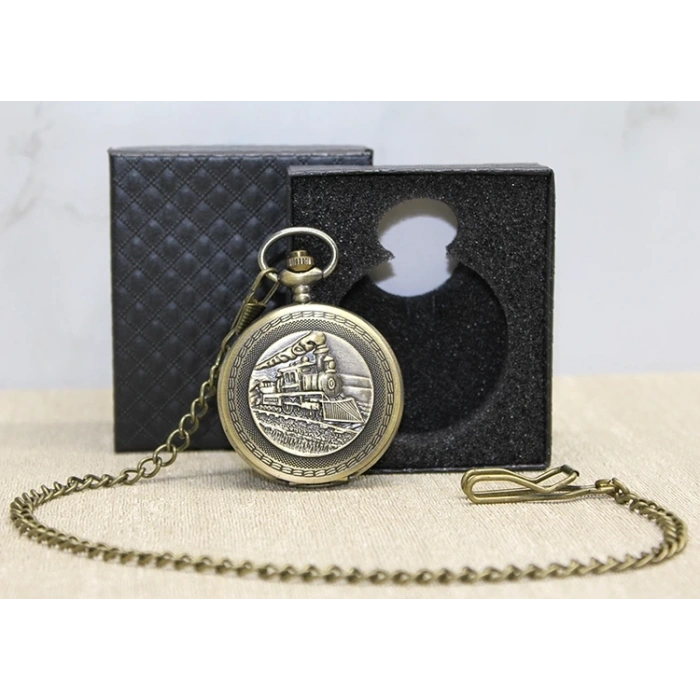 Özel Kutulu Tren Temalı Köstekli Saat Alk4670