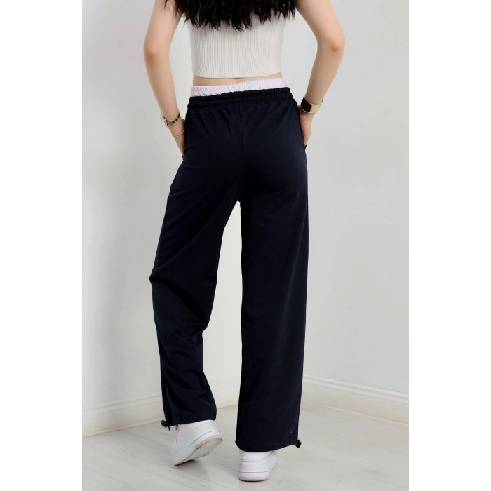 Özel Tasarım İki İplik Beli Lastikli Eşofman Lacivertbeyaz - 70175.1857.