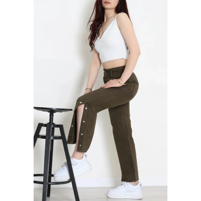 Paça Çıtçıt Kot Pantolon Haki - 405400.2141.