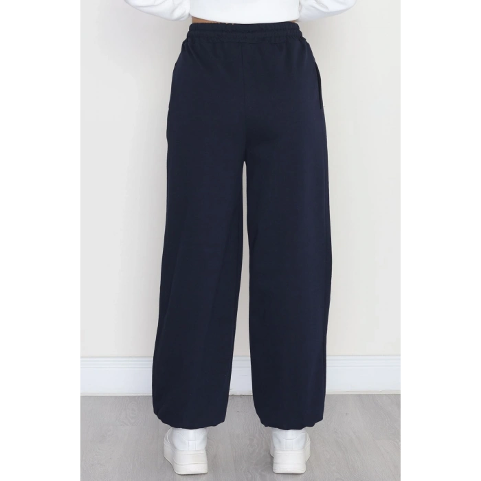 Paça Lastikli 2 İplik Pileli Eşofman Altı Lacivert - 52008.1857.