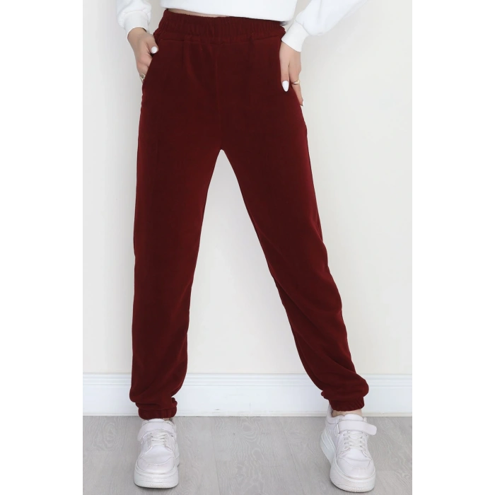 Paça Lastikli Polar Eşofman Altı Bordo - 51001.053.