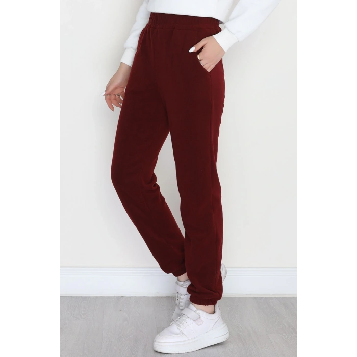 Paça Lastikli Polar Eşofman Altı Bordo - 51001.053.