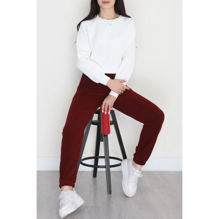 Paça Lastikli Polar Eşofman Altı Bordo - 51001.053.
