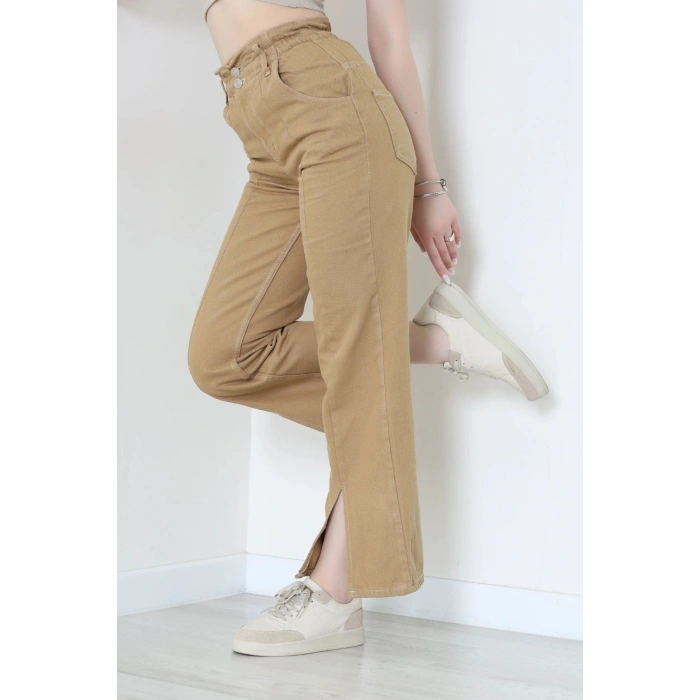 Paça Püskül Yırtmaçlı Palazzo Jean Camel - 410163.2141.
