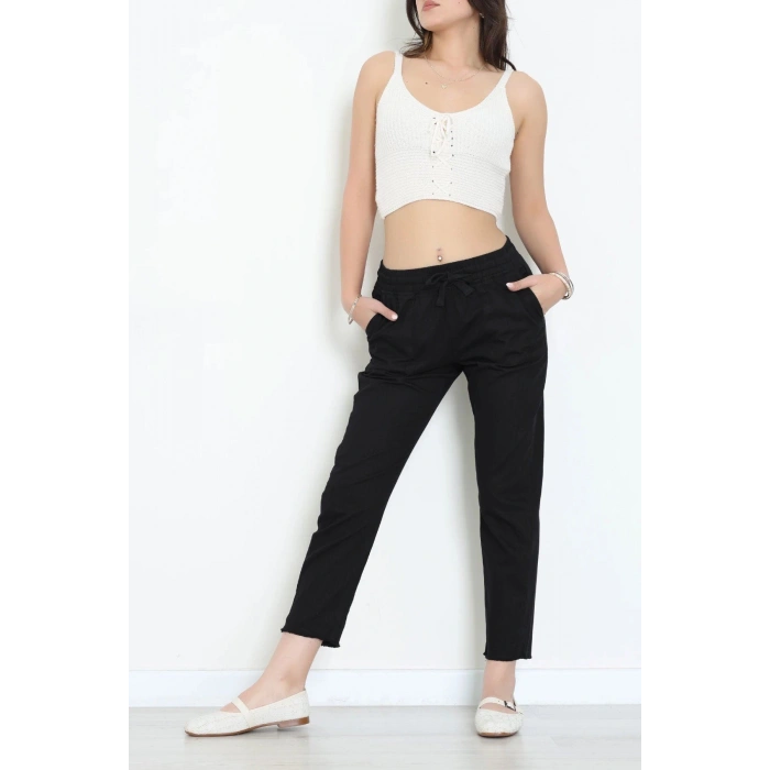 Paça Püsküllü Pantolon Siyah - 2340.1367.