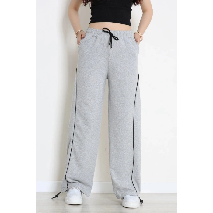 Paça Stoperli 2 İplik Eşofman Altı Gri - 50058.1857.