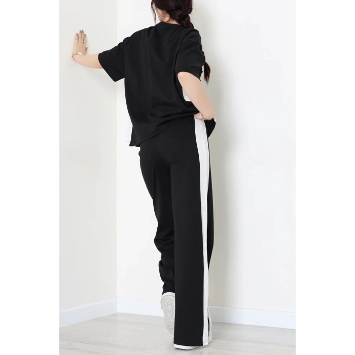 Paça Yırtmaçlı Eşofman Takımı Siyahbeyaz - 52218.1857.