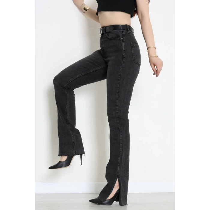 Paça Yırtmaçlı Straight Kot Pantolon Füme - 2902885.1968.