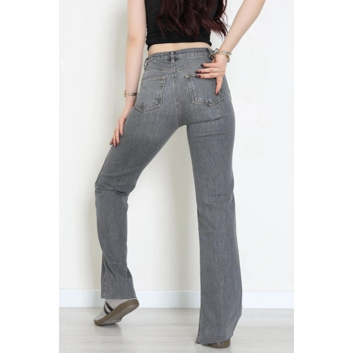 Paça Yırtmaçlı Straight Kot Pantolon Koyugri - 33645.1566.