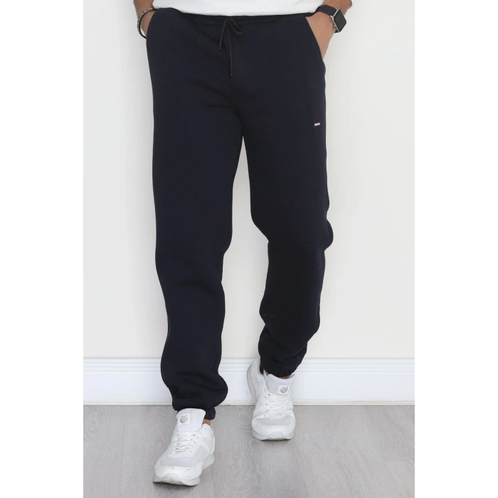 Paçası Lastikli 3 İplik Şardonlu Erkek Eşofman Altı Lacivert - 42625.1937.