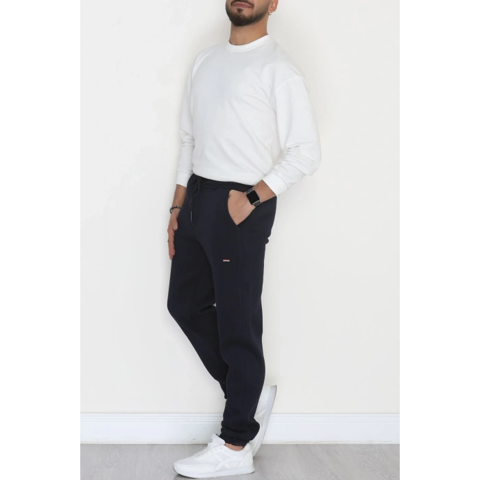 Paçası Lastikli 3 İplik Şardonlu Erkek Eşofman Altı Lacivert - 42625.1937.