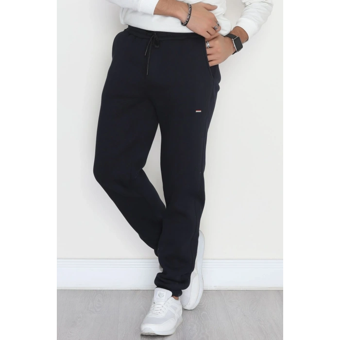 Paçası Lastikli 3 İplik Şardonlu Erkek Eşofman Altı Lacivert - 42625.1937.