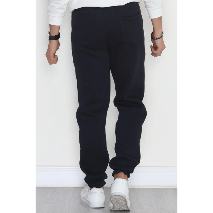 Paçası Lastikli 3 İplik Şardonlu Erkek Eşofman Altı Lacivert - 42625.1937.